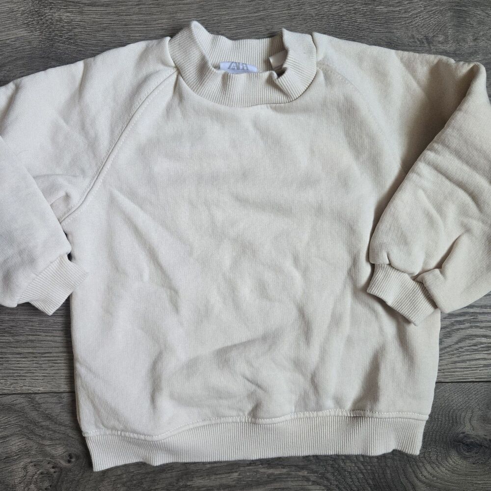 ZARA Toddler Cream Fleece Sweatshirt 2-3 Years 98cm Neutral Minimalist Pullover